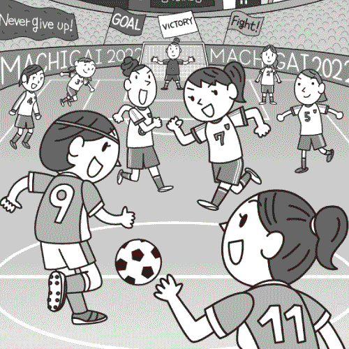 女子サッカーのイラスト