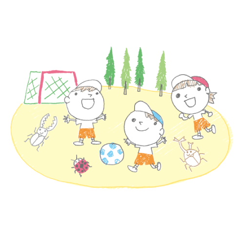 幼児がサッカーをしているイラスト